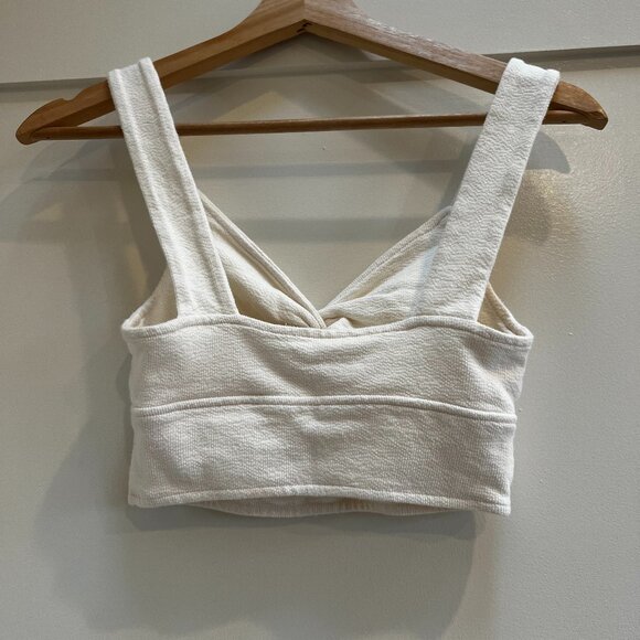Madewell Cutout Knot-Front Crop Tank Top Color: Off White, Size XS - Picture 7 of 9
